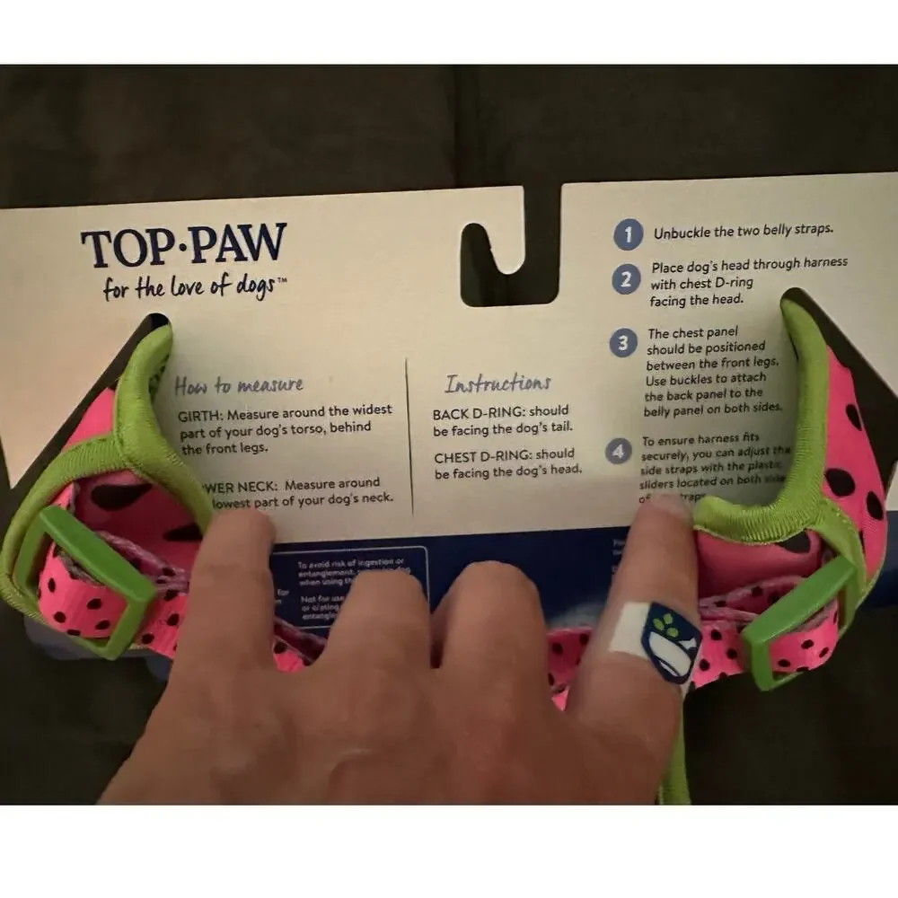 NWT Top Paw Watermelon No Pull Dog Harness & Matching Pink Leash Set Medium 🍉